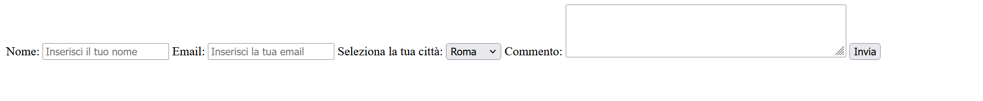 Esempio di un form html